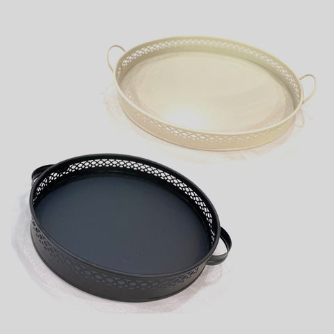 Lace Look Metal Trays (Oval/ Round) 30cm