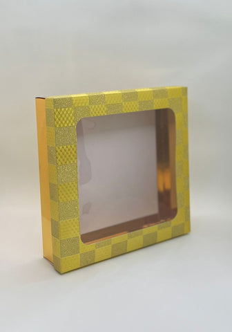Medium Square Gold Checkered Design Gift Box