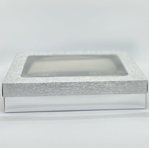 Medium Rectangular Silver Glitter Gift Box