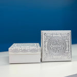 Exquisite Silver & White Patterned Small Gift Box