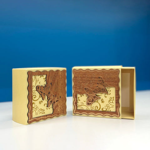 Dazzling Wooden Top Laser Cut Small Gift Box