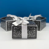 Smart Small Square Bow Design Silver Gift Box