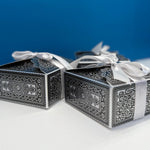 Smart Small Square Bow Design Silver Gift Box