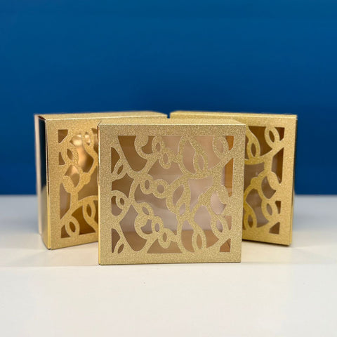 Lovely Laser Cut Medium Gold Gift Box