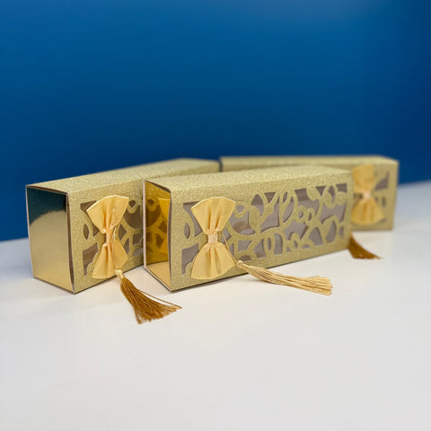 Smart Laser Cut Rectangular Medium Gold Gift Box