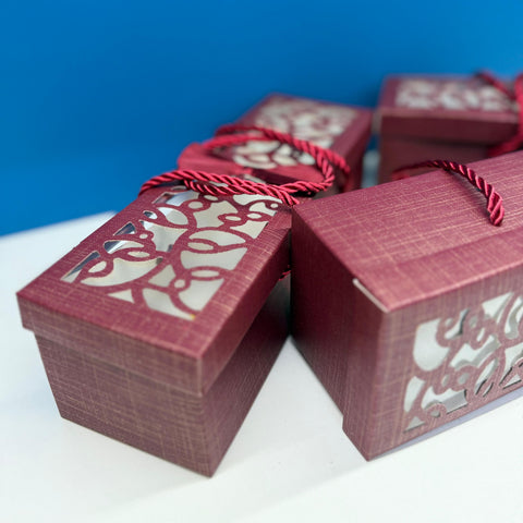 Smart Laser Cut Large Carry On Maroon Gift Box
