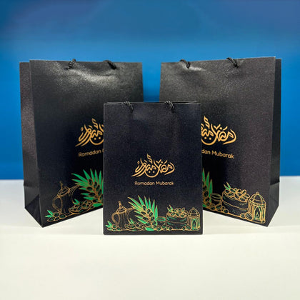 Limited Edition Black Glitter Exclusive Printed Ramadan Kareem Gift Bags